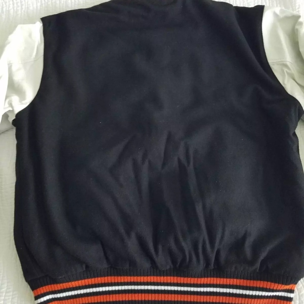 Black Bomber Jacket with Ribbed Collar and Cuffs - Picture 3 of 14